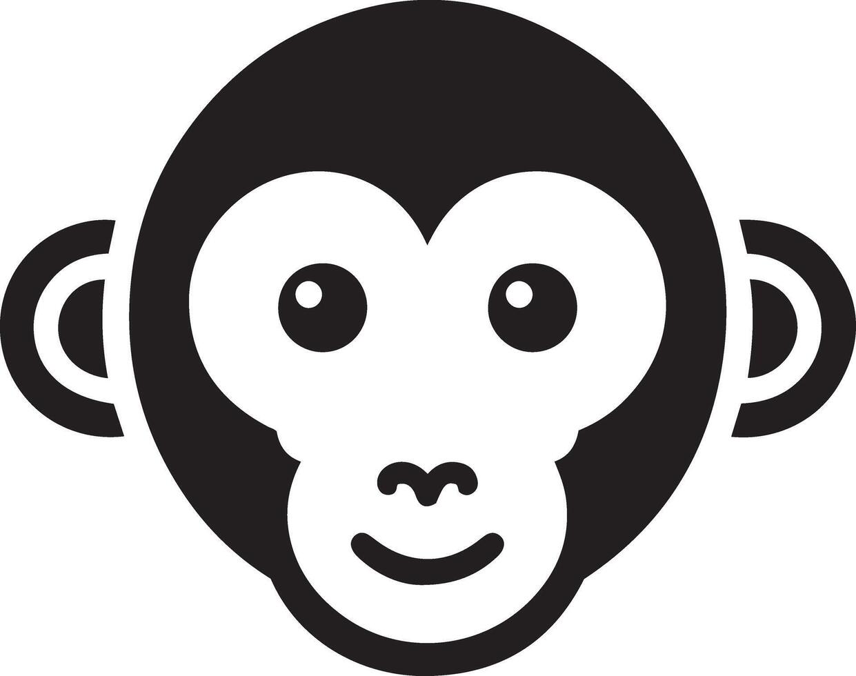 Silhouette of monkey face icon illustration. vector