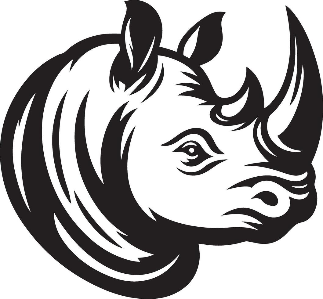 Rhinoceros head illustration. Rhino face silhouette design. vector