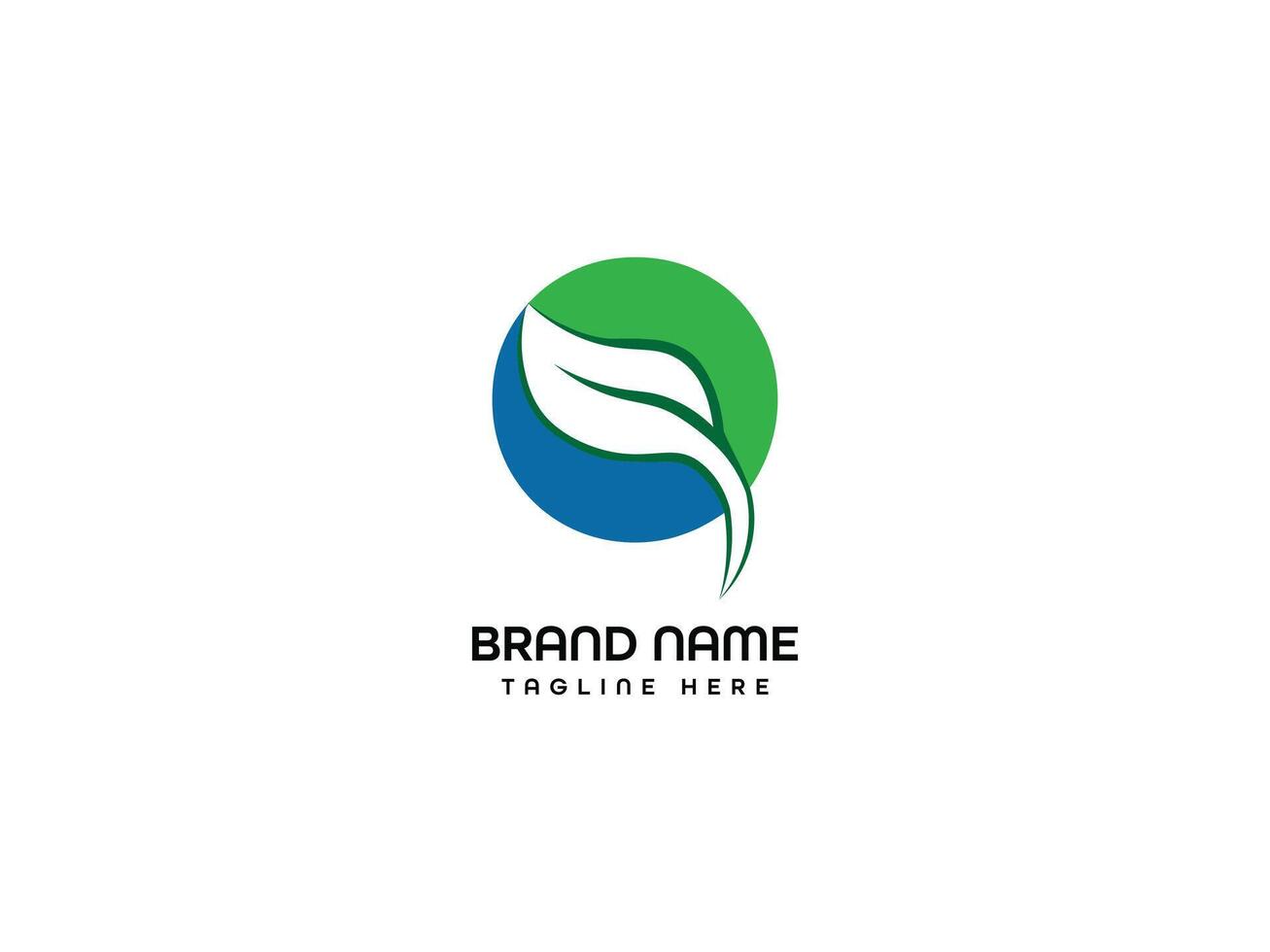 bio leaf and minimalist logo with q letter logo design vector