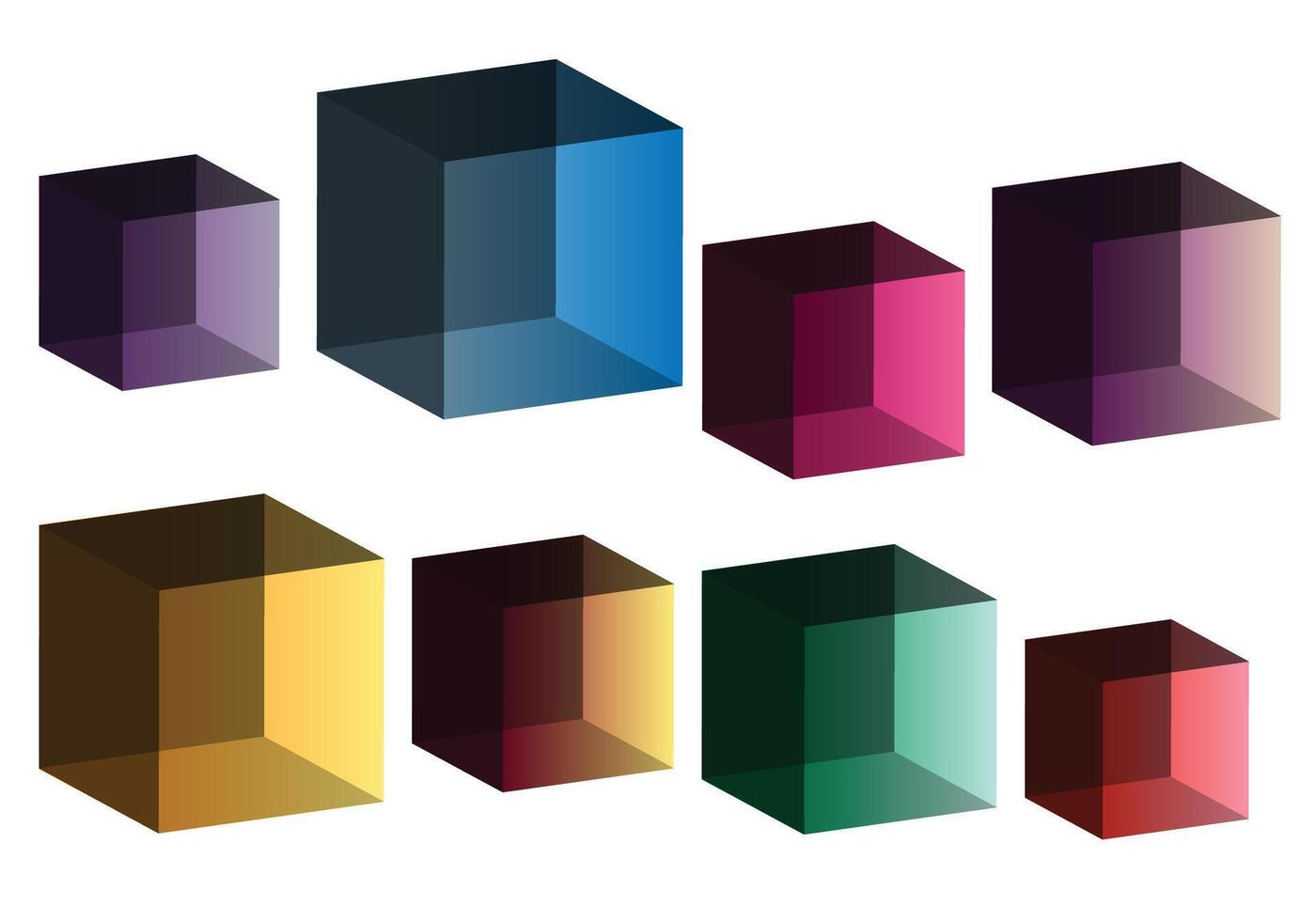 Colorful sets of 3d cubes illustration vector