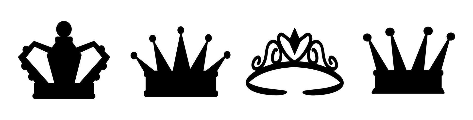 Set of crowns silhouettes isolated icon clipart illustration vector