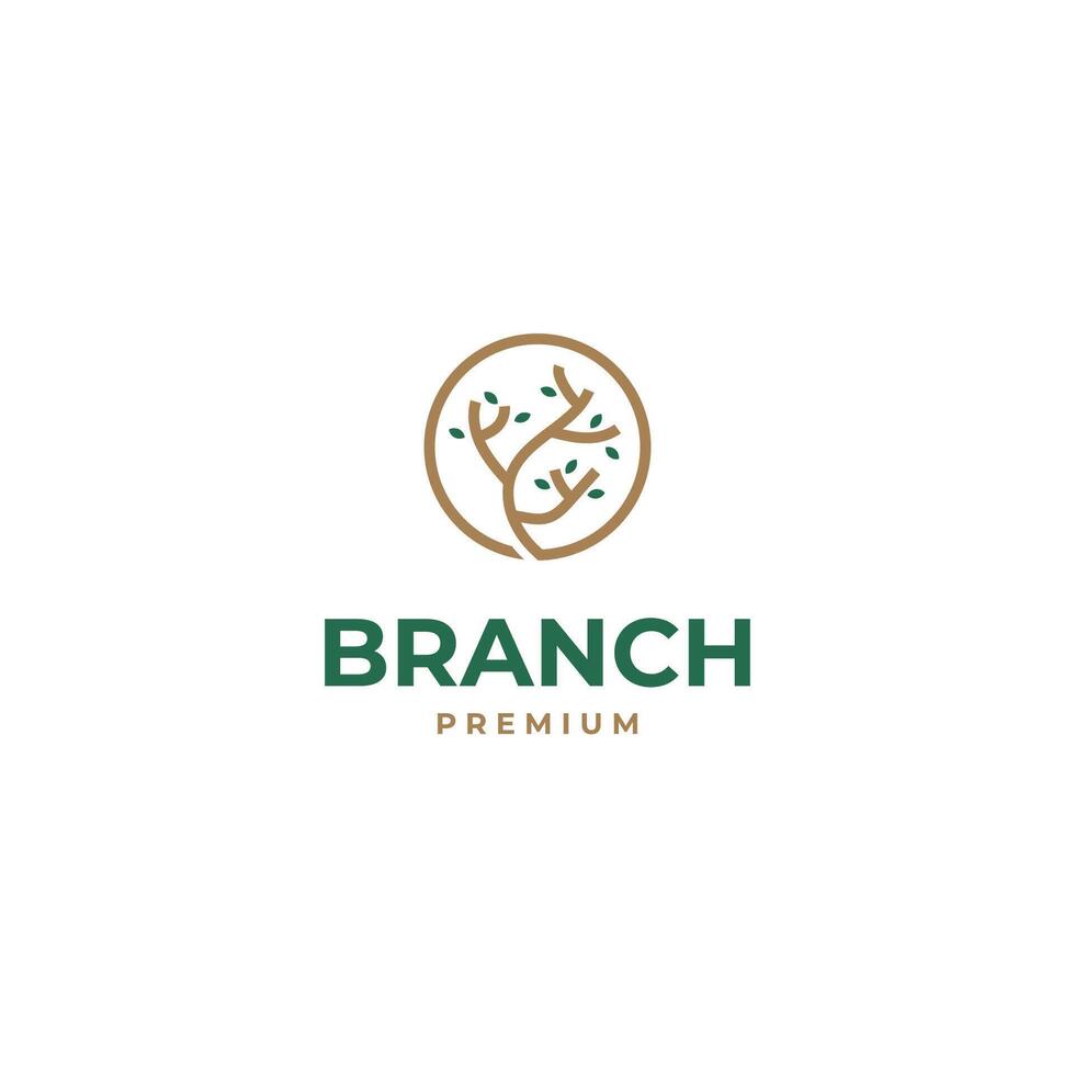 Tree branch leaf logo design template illustration idea vector