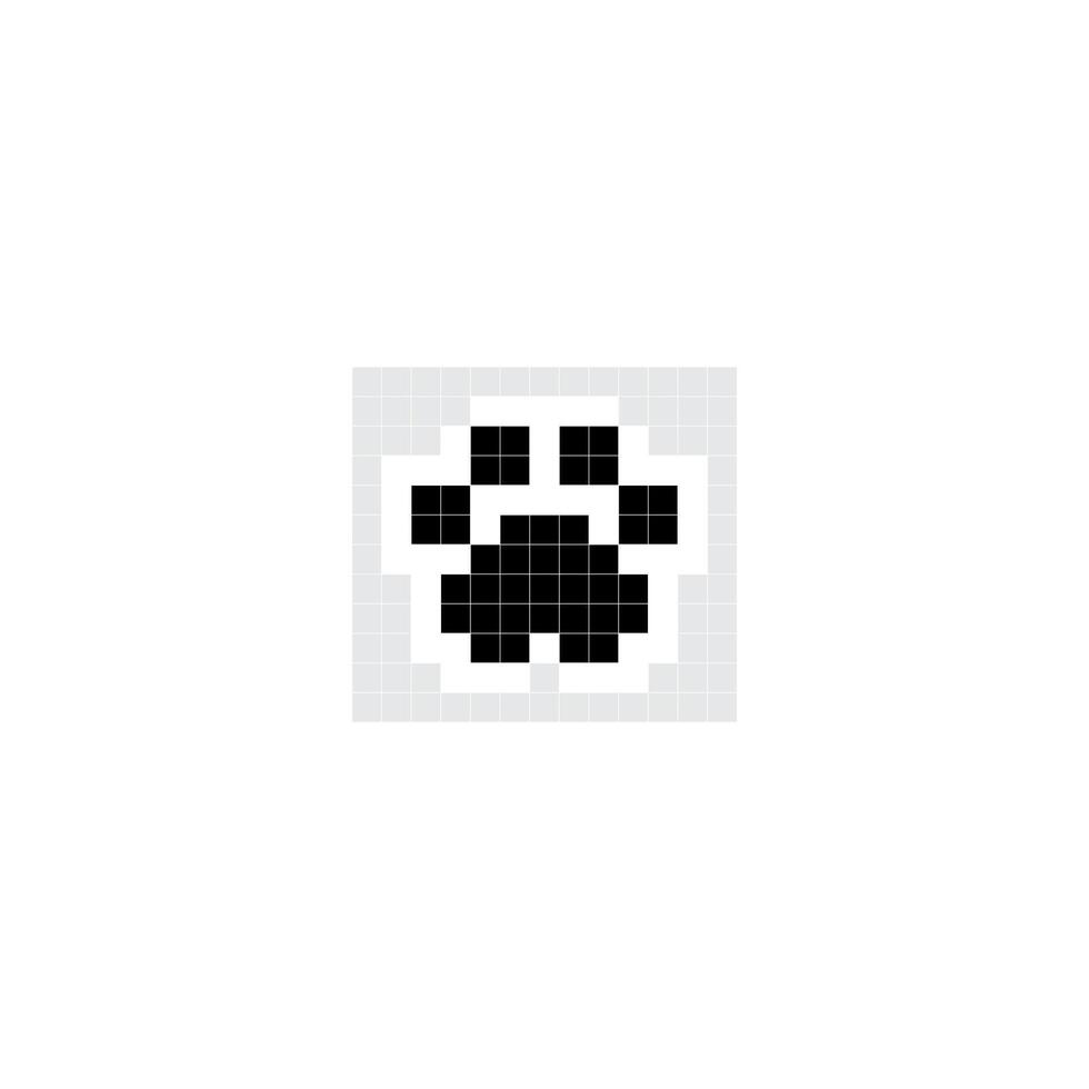 Pixel art design of animal footprint. black paw. vector