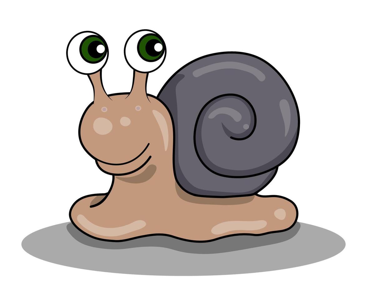 cute snail character cartoon design. fun animal. vector