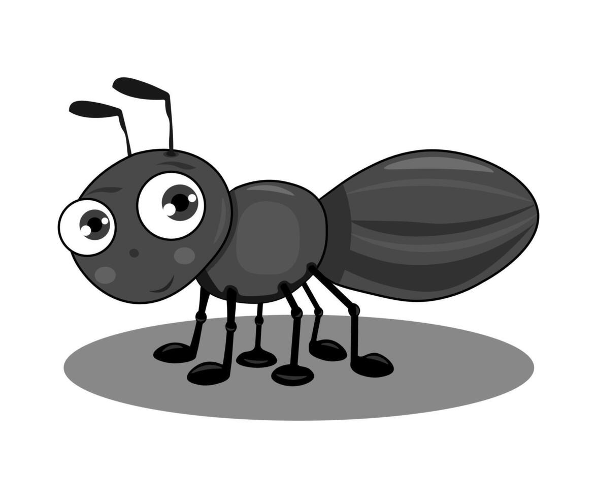 ant cartoon character. cute black ant. vector