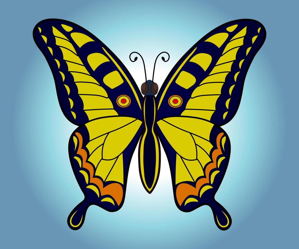 butterfly cartoon illustration. fun comic animal. vector