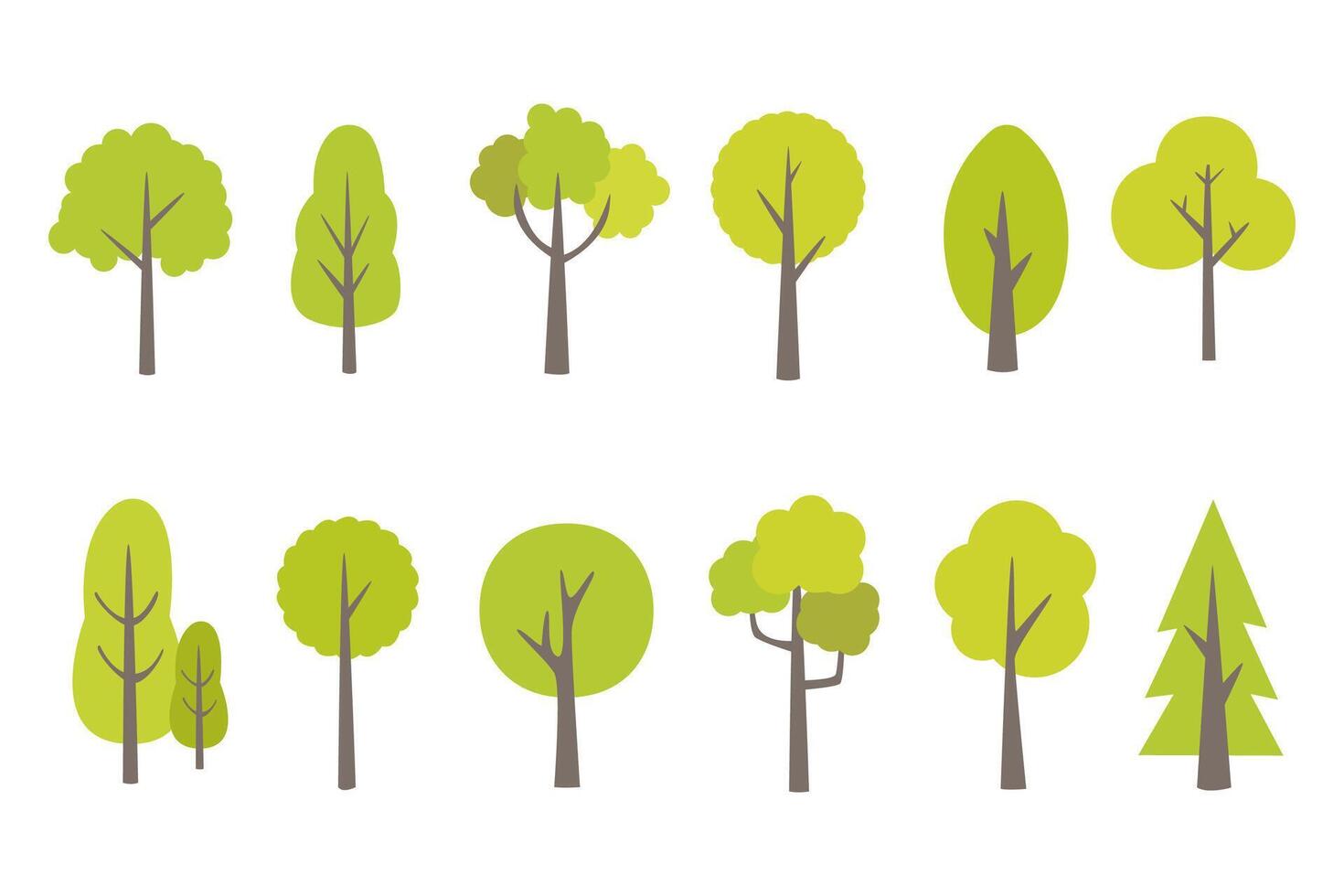Collection of trees. tree set isolated on white background. vector