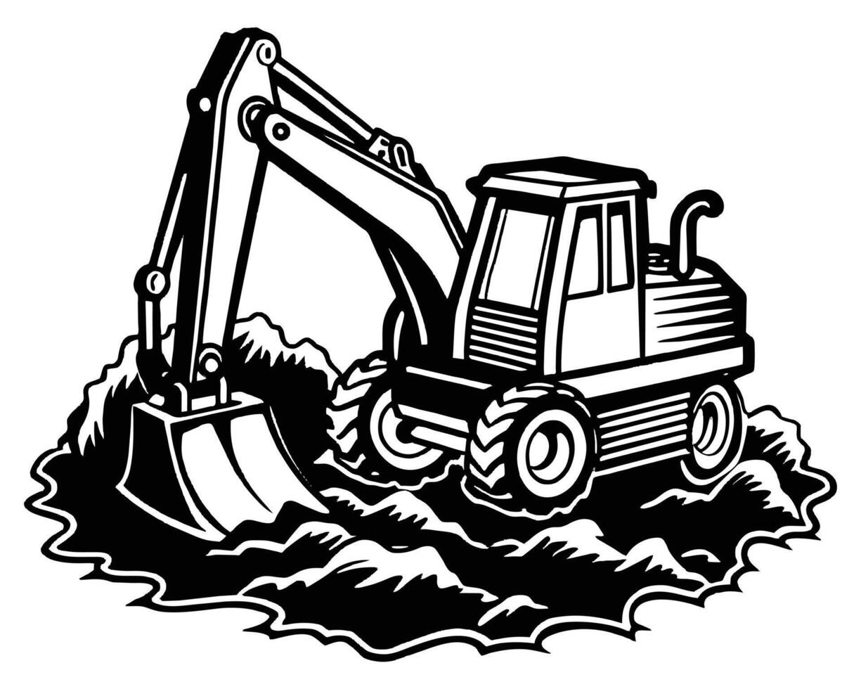 Excavator digger sketch vector