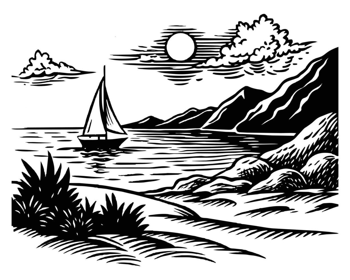 A beautiful beach scene vector