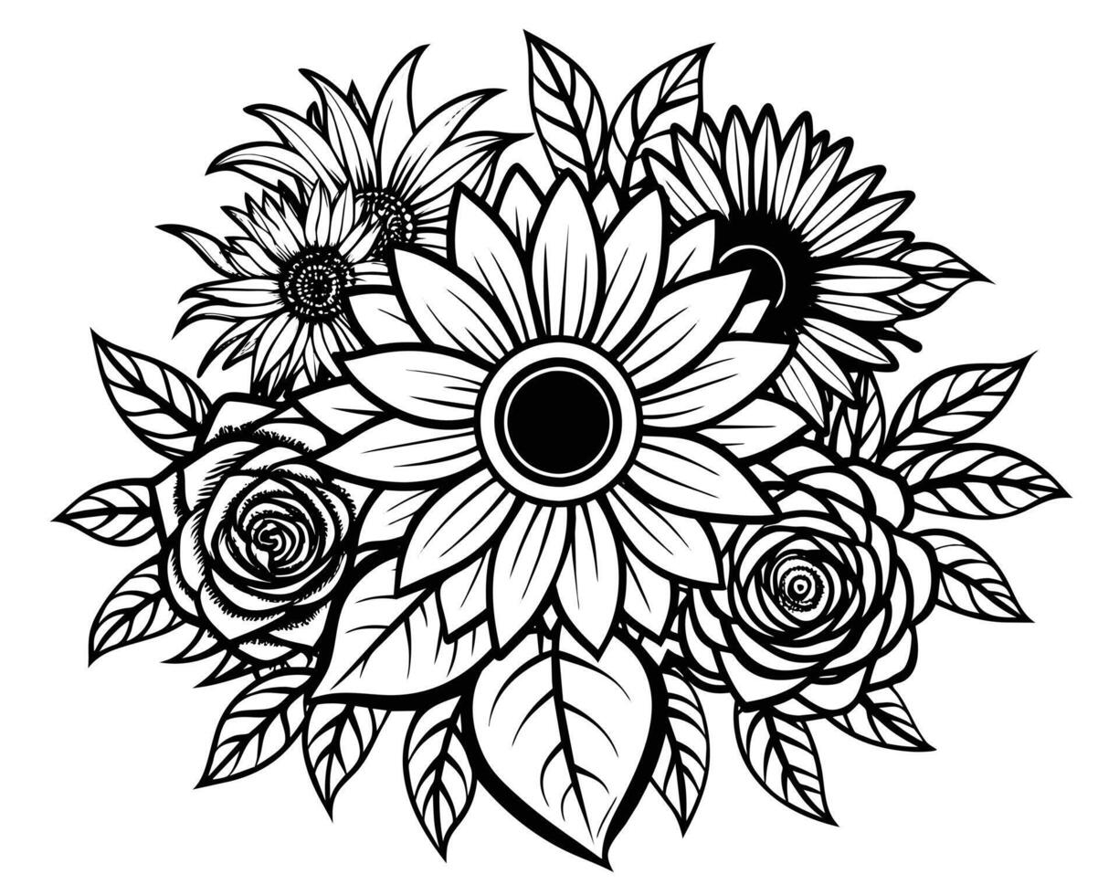 Pencil drawing flower of design vector