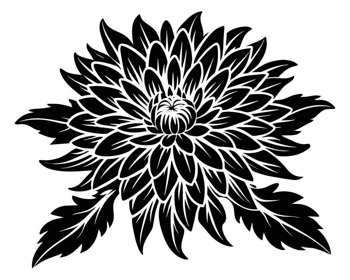 silueta flor planta negro vector