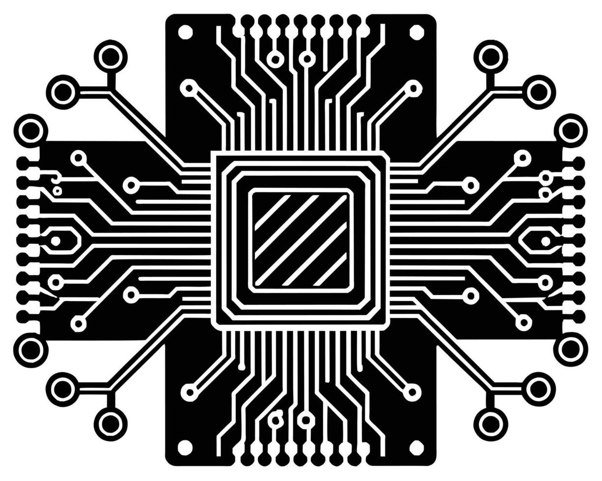 Black Processor icon isolated on black background vector