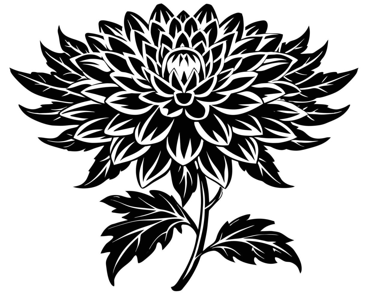 Silhouette flower plant black vector