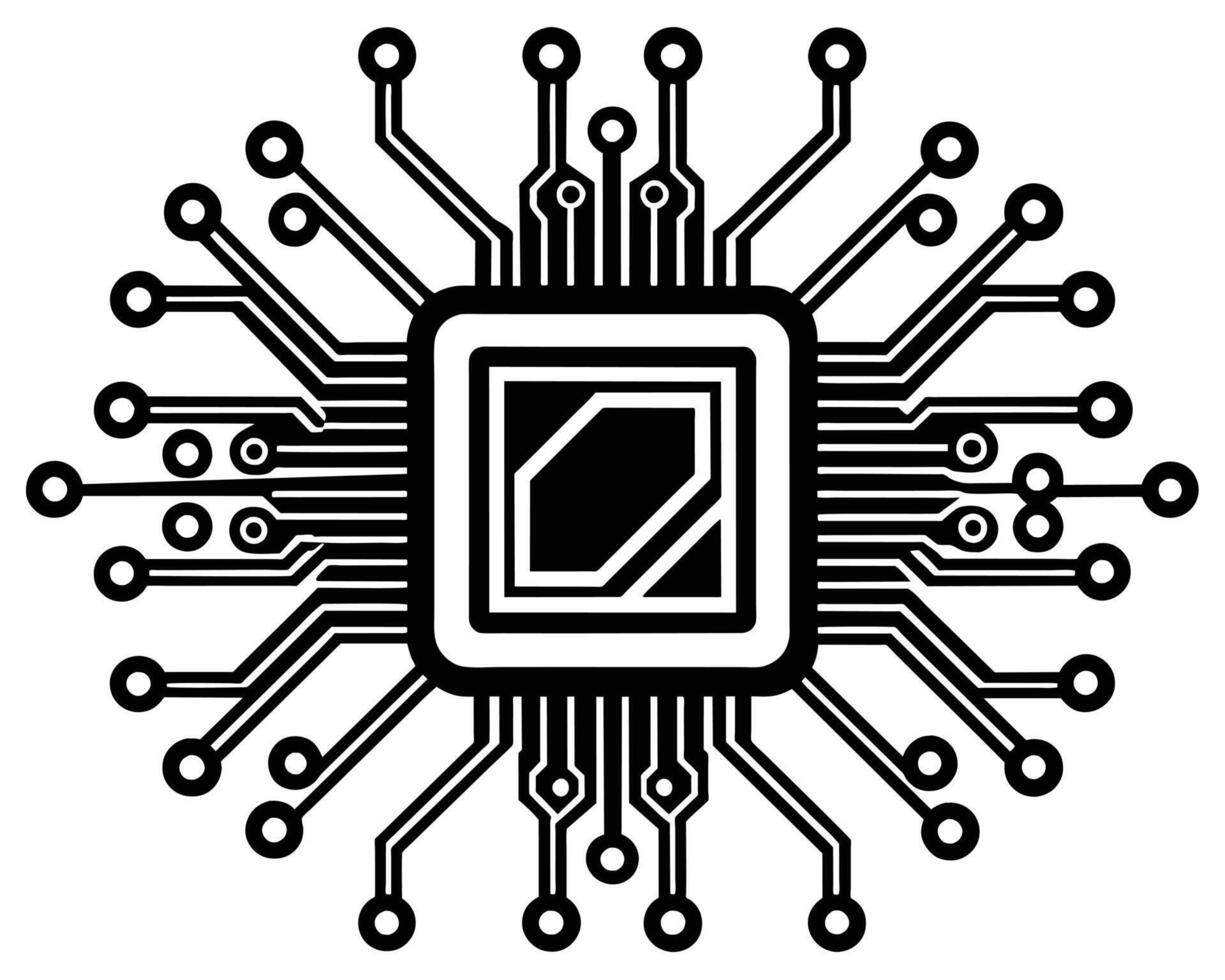Black Processor icon isolated on black background vector