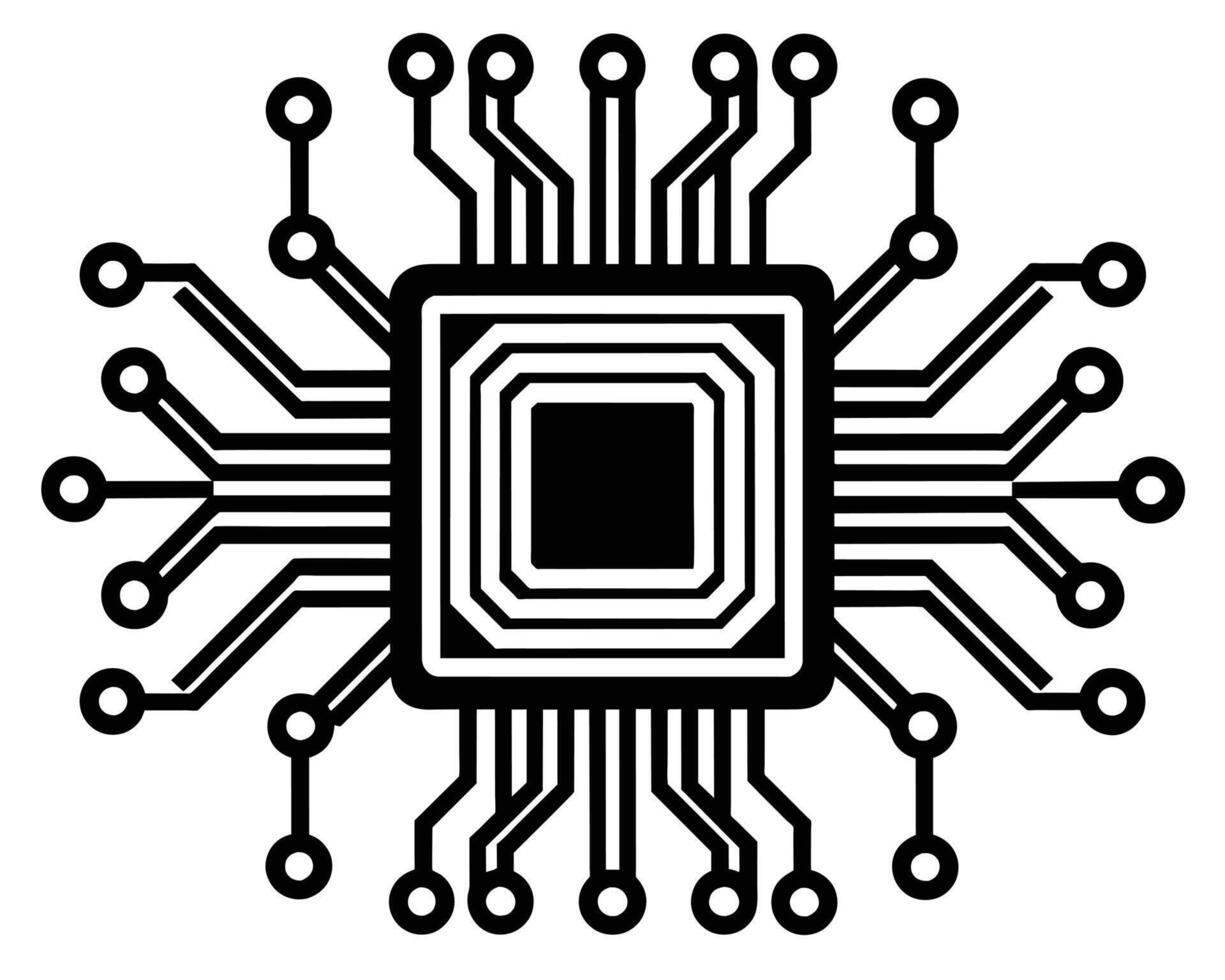 Black Processor icon isolated on black background vector