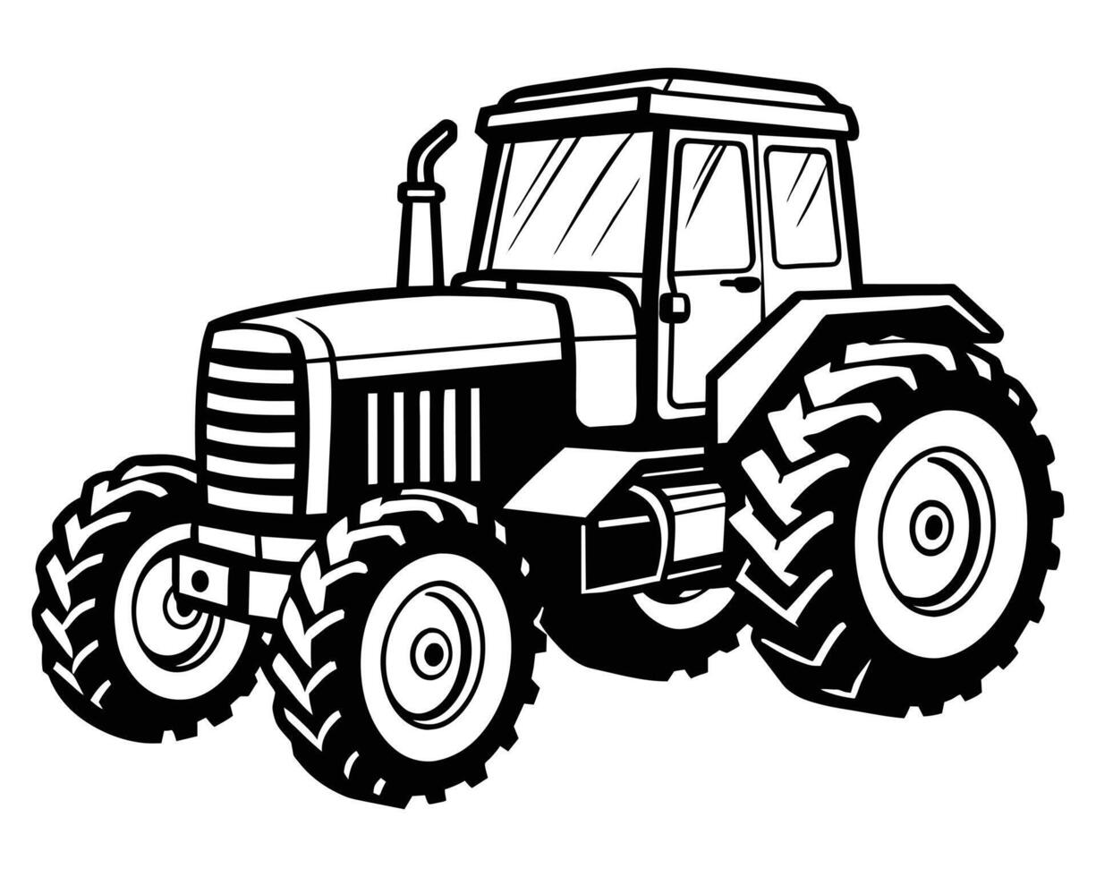 mano dibujado tractor para granja en blanco antecedentes vector