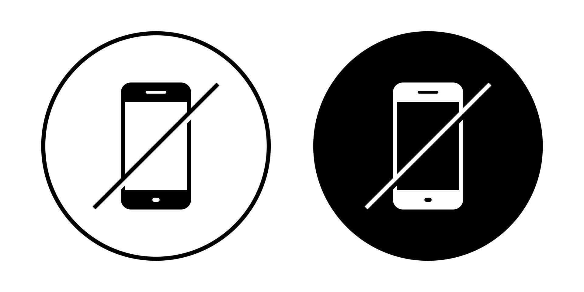 Turn off phone sign icon on black circle. No cellphone concept vector
