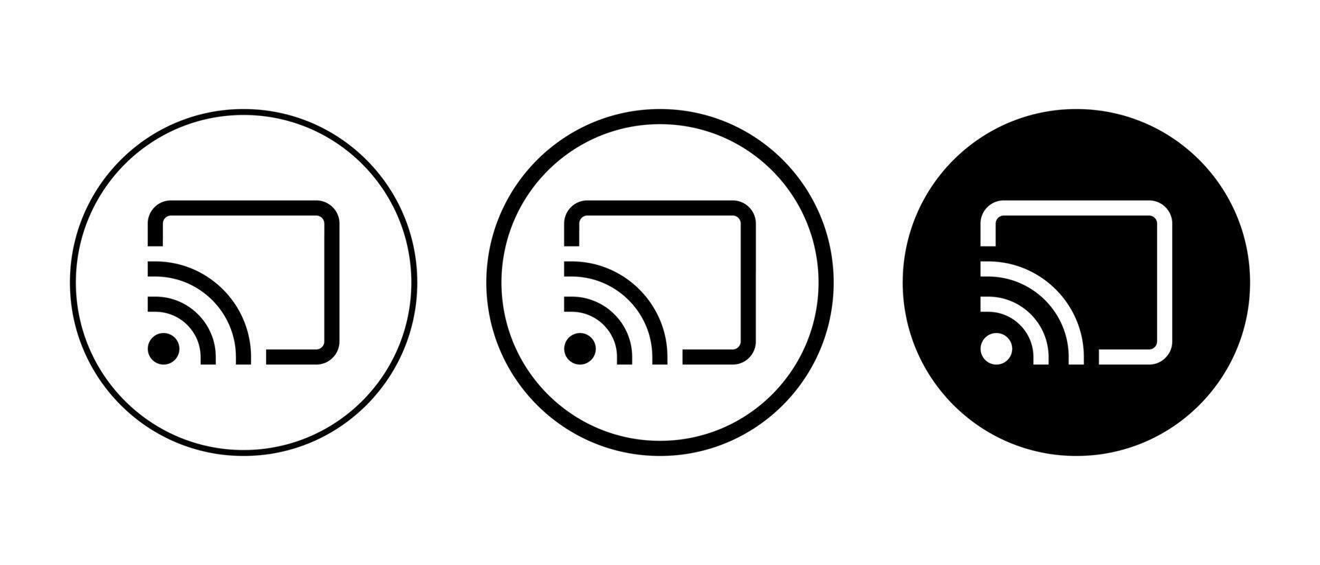 Screen cast icon on black circle. Screencast concept vector