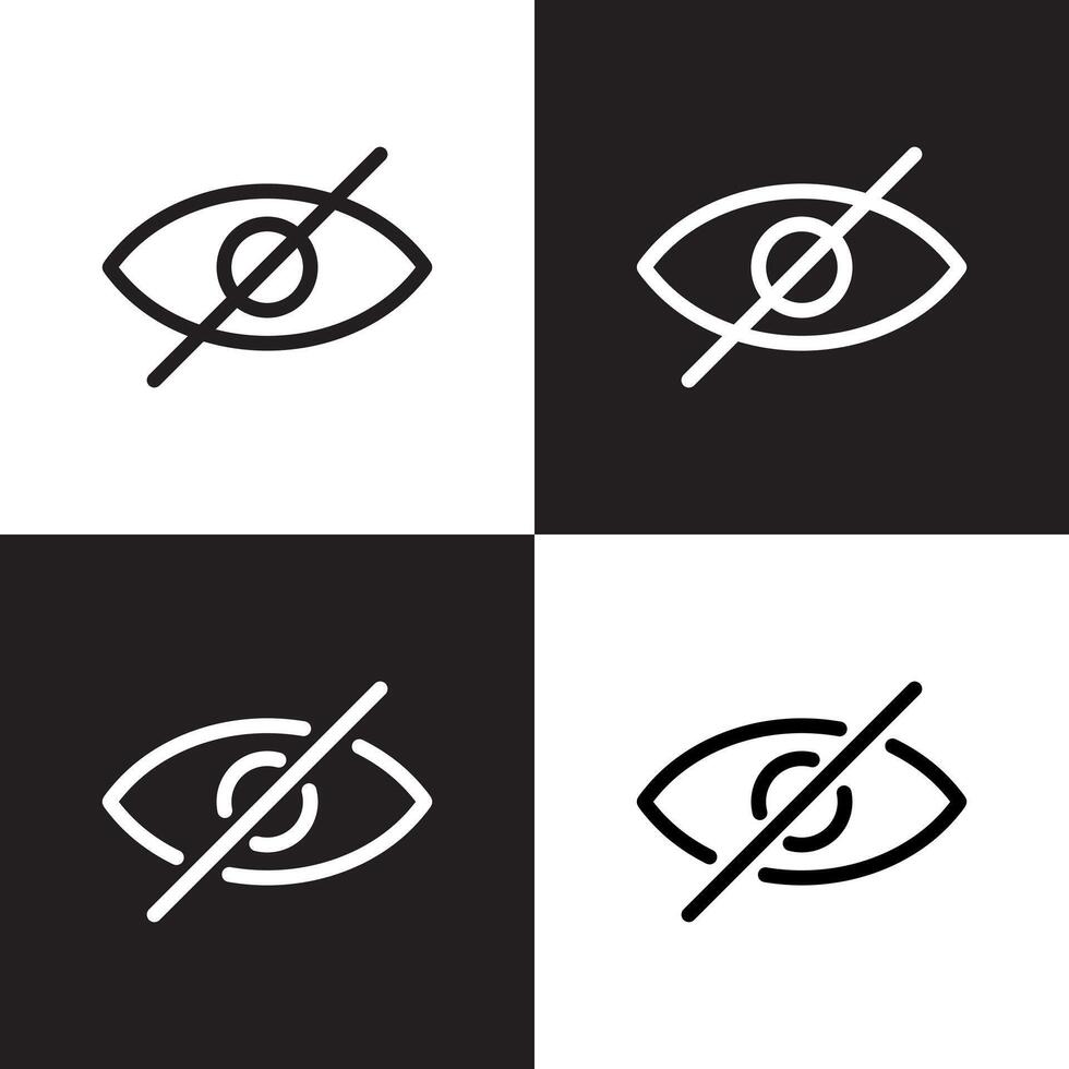 Sensitive content icon of social media. Crossed eye, hide post concept vector