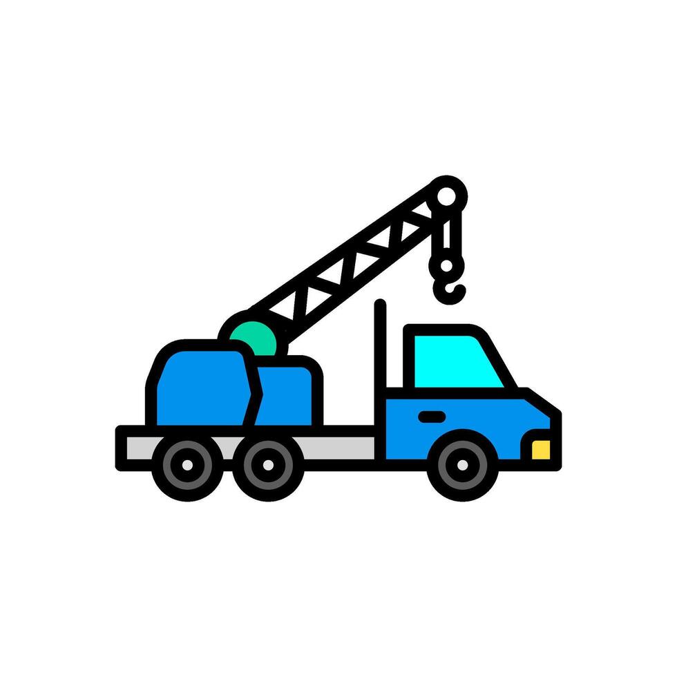 colored line icon of tow truck, isolated background vector