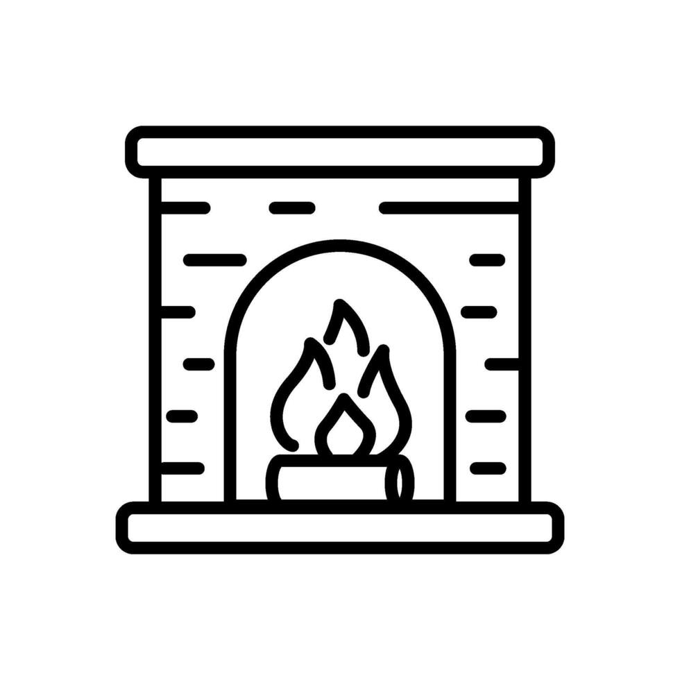 line icon of fireplace, isolated background vector