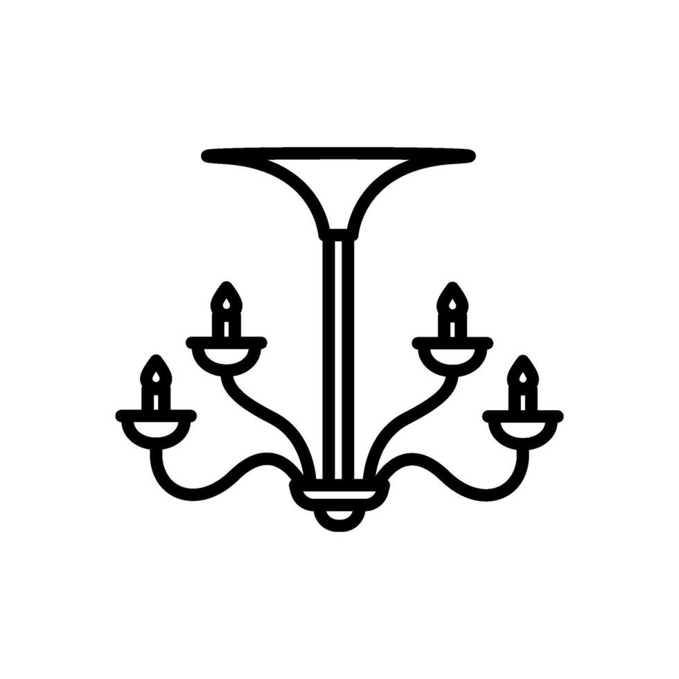chandelier line icon, isolated background vector