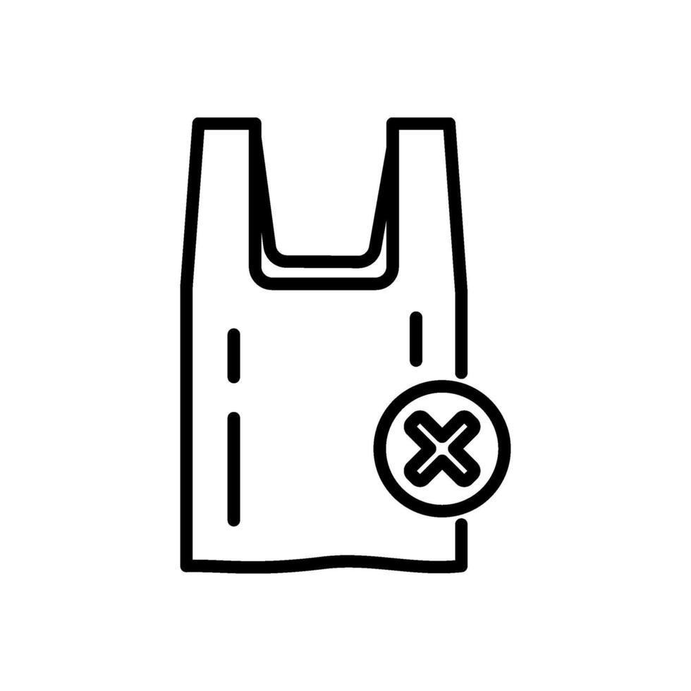 line icon of no plastic bags, isolated background vector