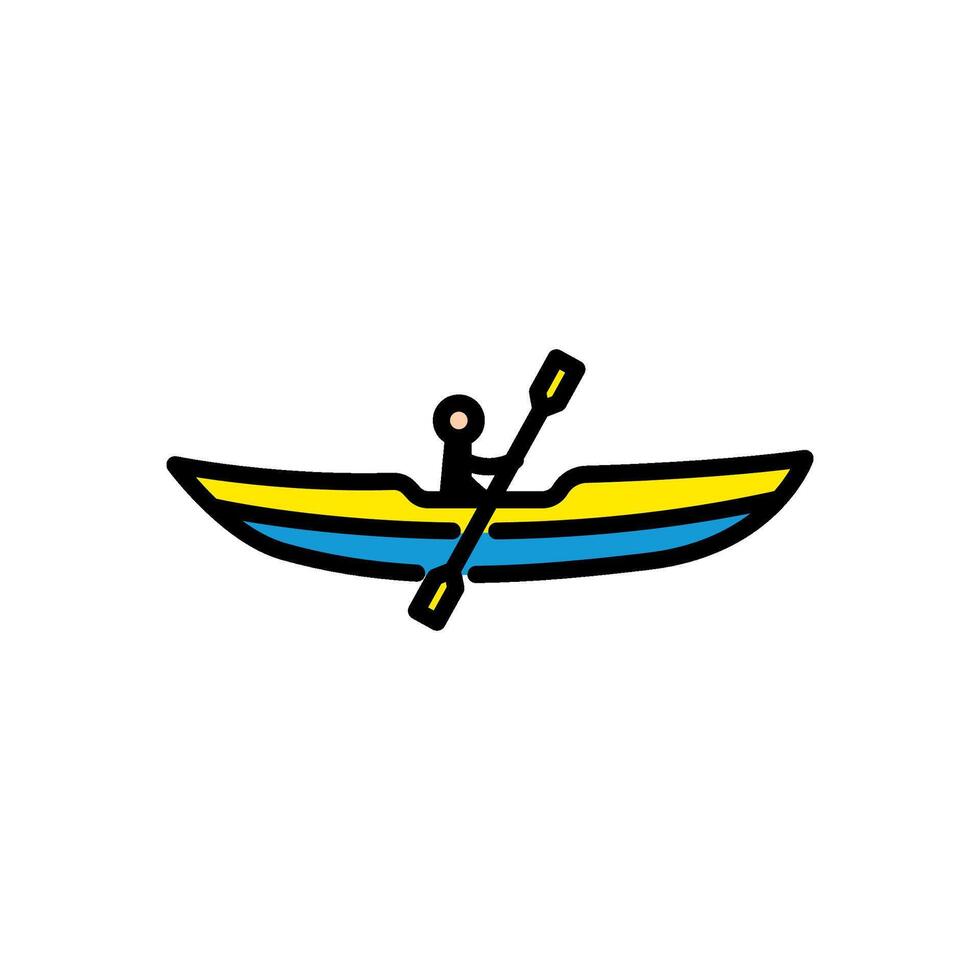 kayak, colored line icon, isolated background vector