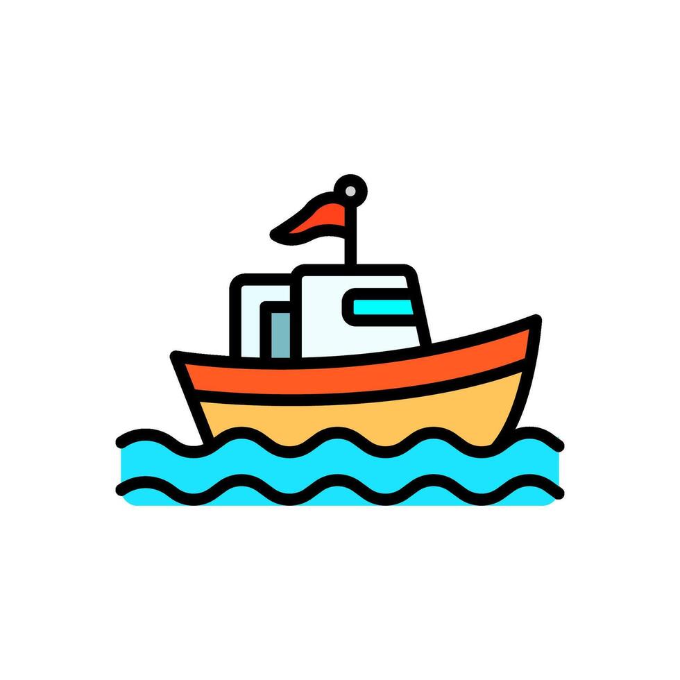 colored line icon of boat, isolated background vector