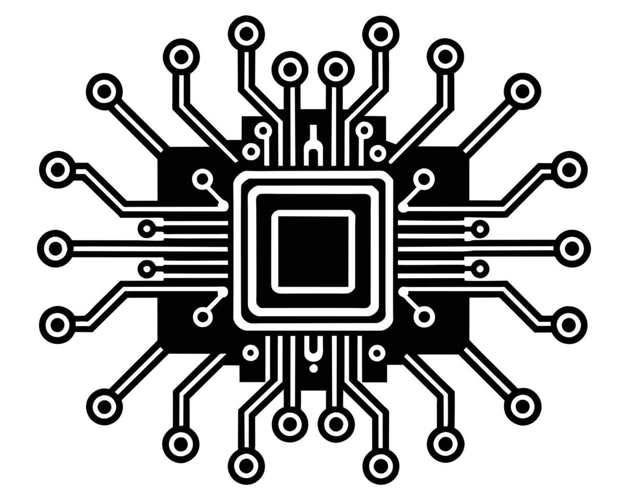 Black Processor icon isolated on black background vector