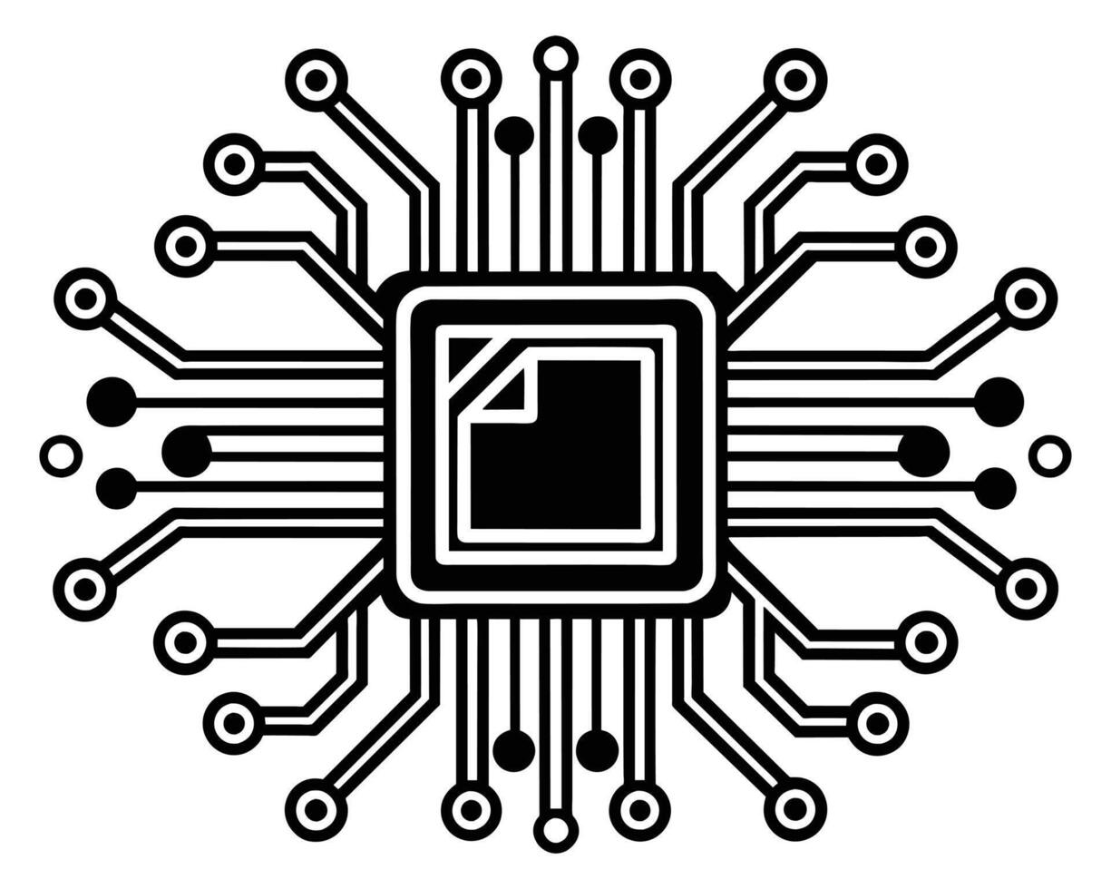 Black Processor icon isolated on black background vector