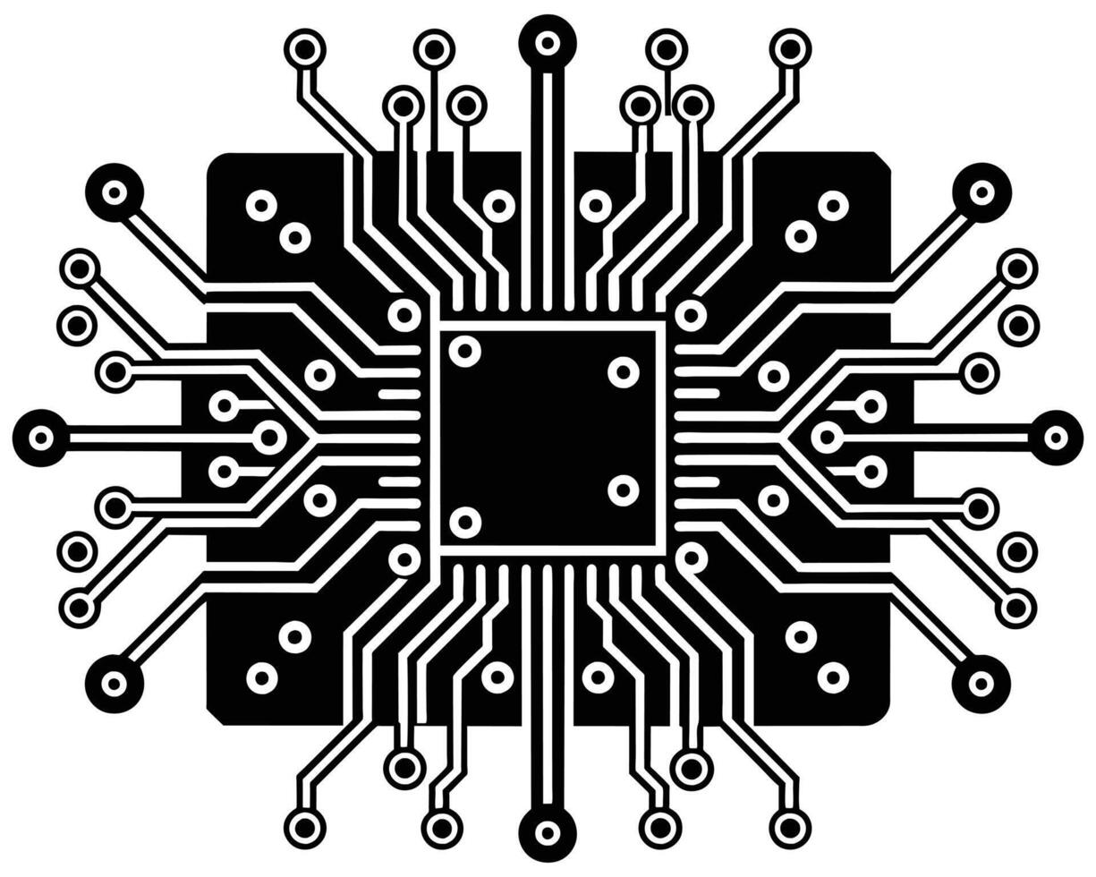 Black Processor icon isolated on black background vector