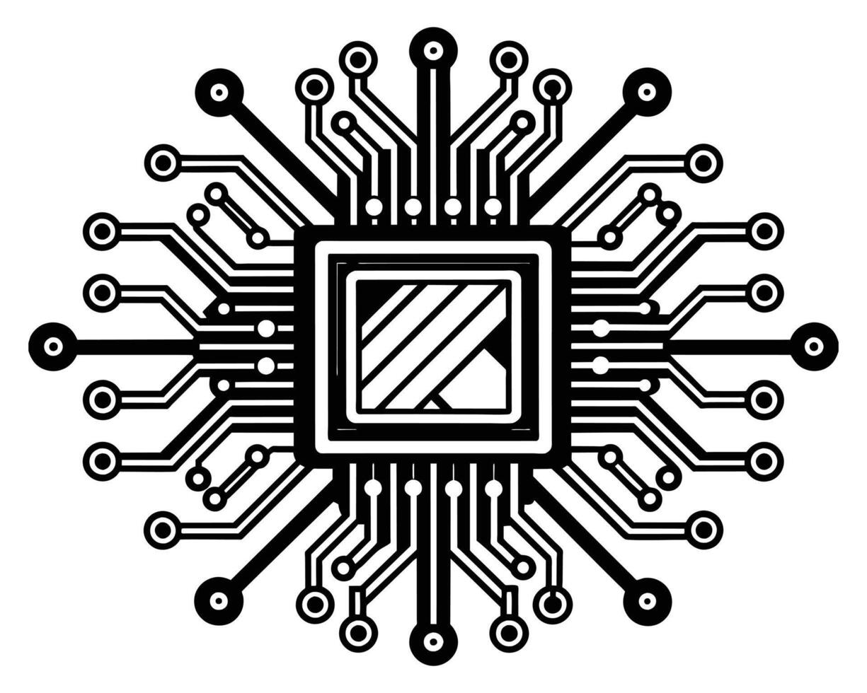 Black Processor icon isolated on black background vector