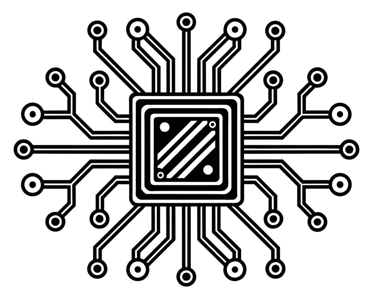 Black Processor icon isolated on black background vector