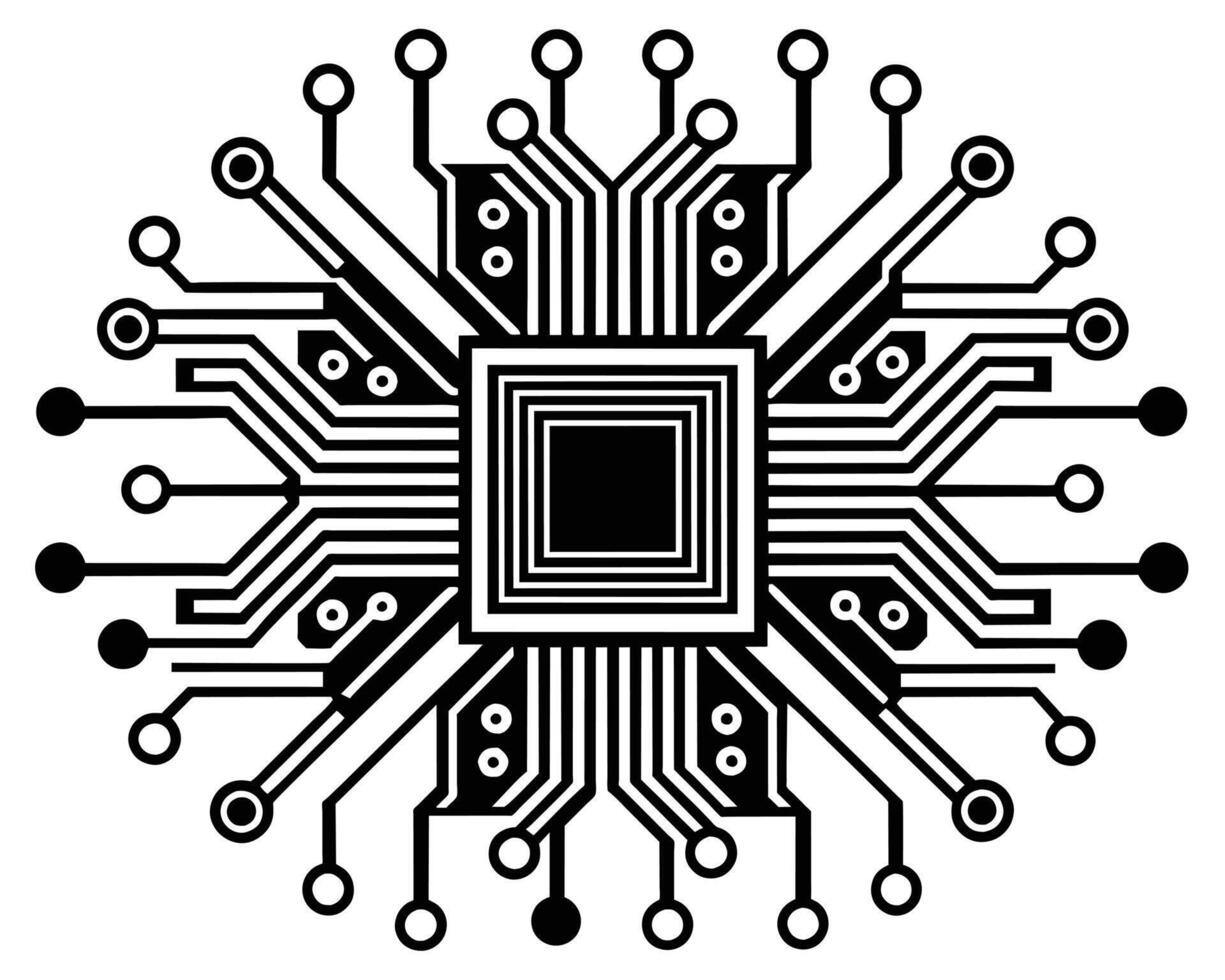 Black Processor icon isolated on black background vector