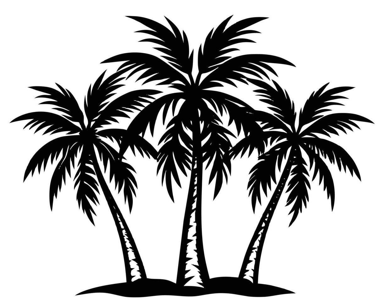 Two palm trees silhouette stock vector
