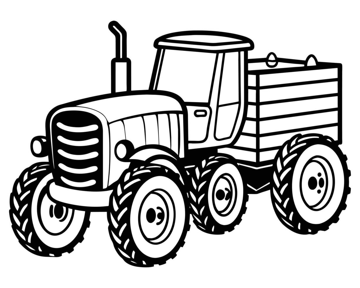 mano dibujado tractor para granja en blanco antecedentes vector