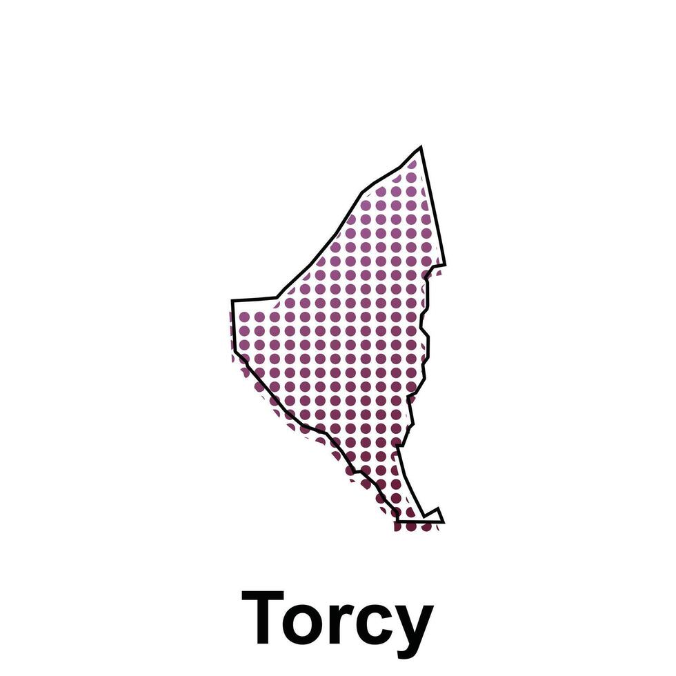Map of Torcy City with gradient color, dot technology style illustration design template, suitable for your company vector