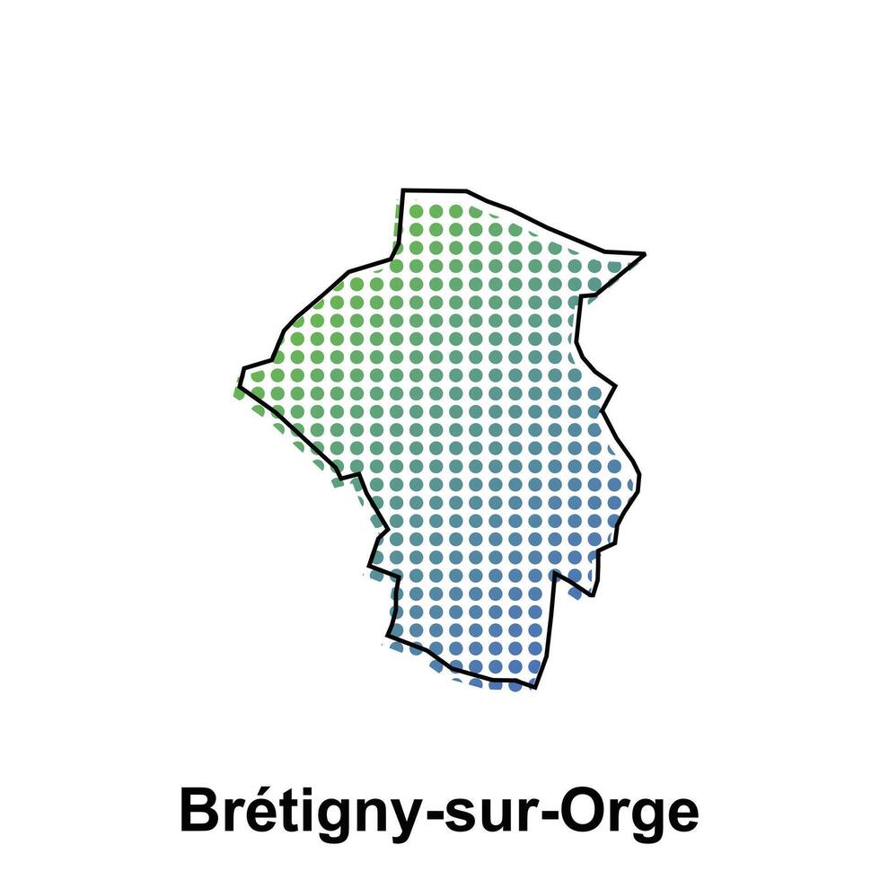 mapa de bretigny sur orge ciudad con degradado color, punto tecnología estilo ilustración diseño plantilla, adecuado para tu empresa vector