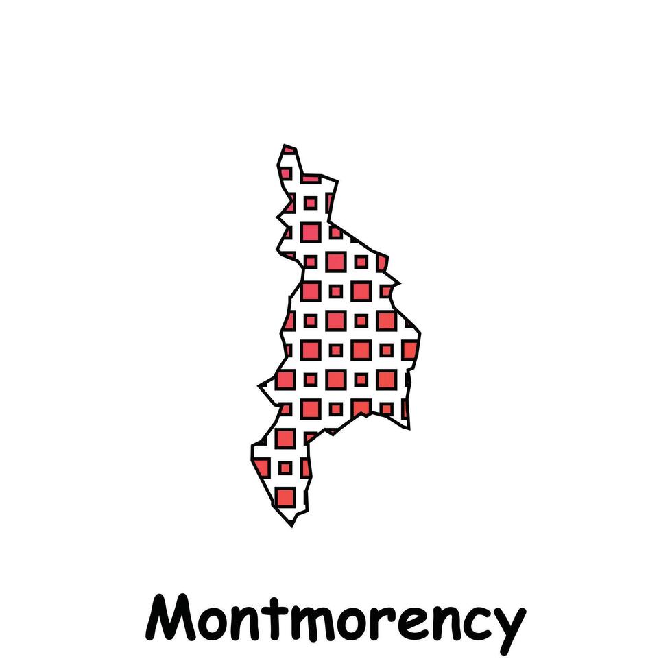 Map City of Montmorency, geometric logo with digital technology, illustration design template vector