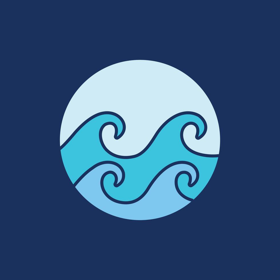 azul olas en circulo sencillez icono creativo negocio modelo vector