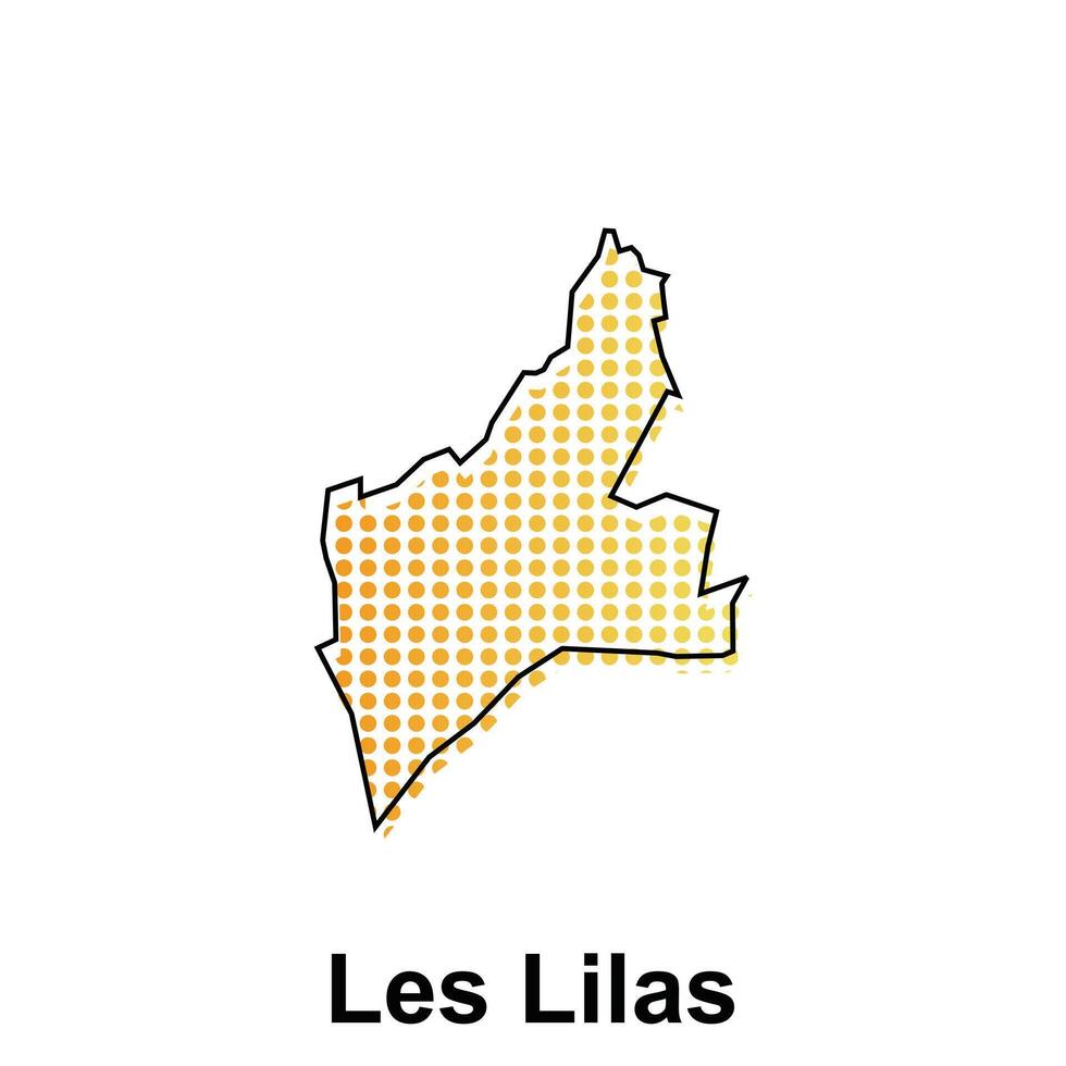 Map of Les Lilas City with gradient color, dot technology style illustration design template, suitable for your company vector