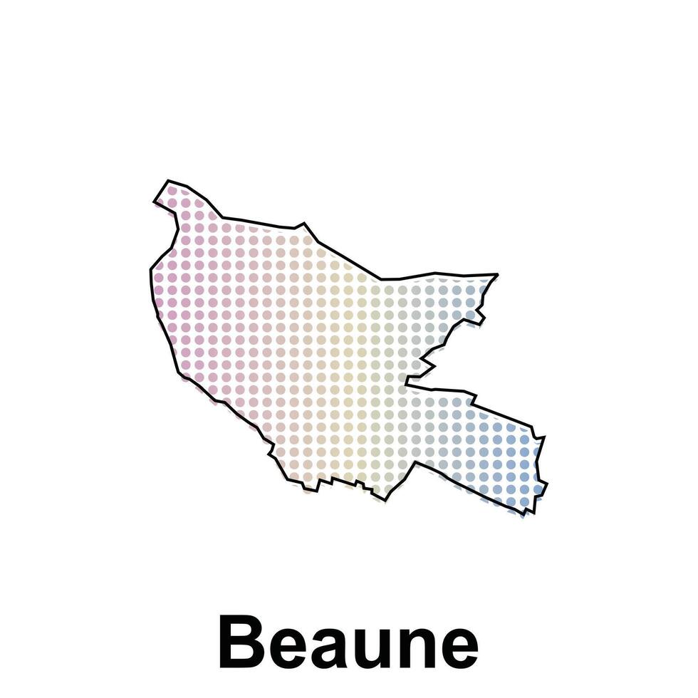 mapa de Beaune ciudad con degradado color, punto tecnología estilo ilustración diseño plantilla, adecuado para tu empresa vector