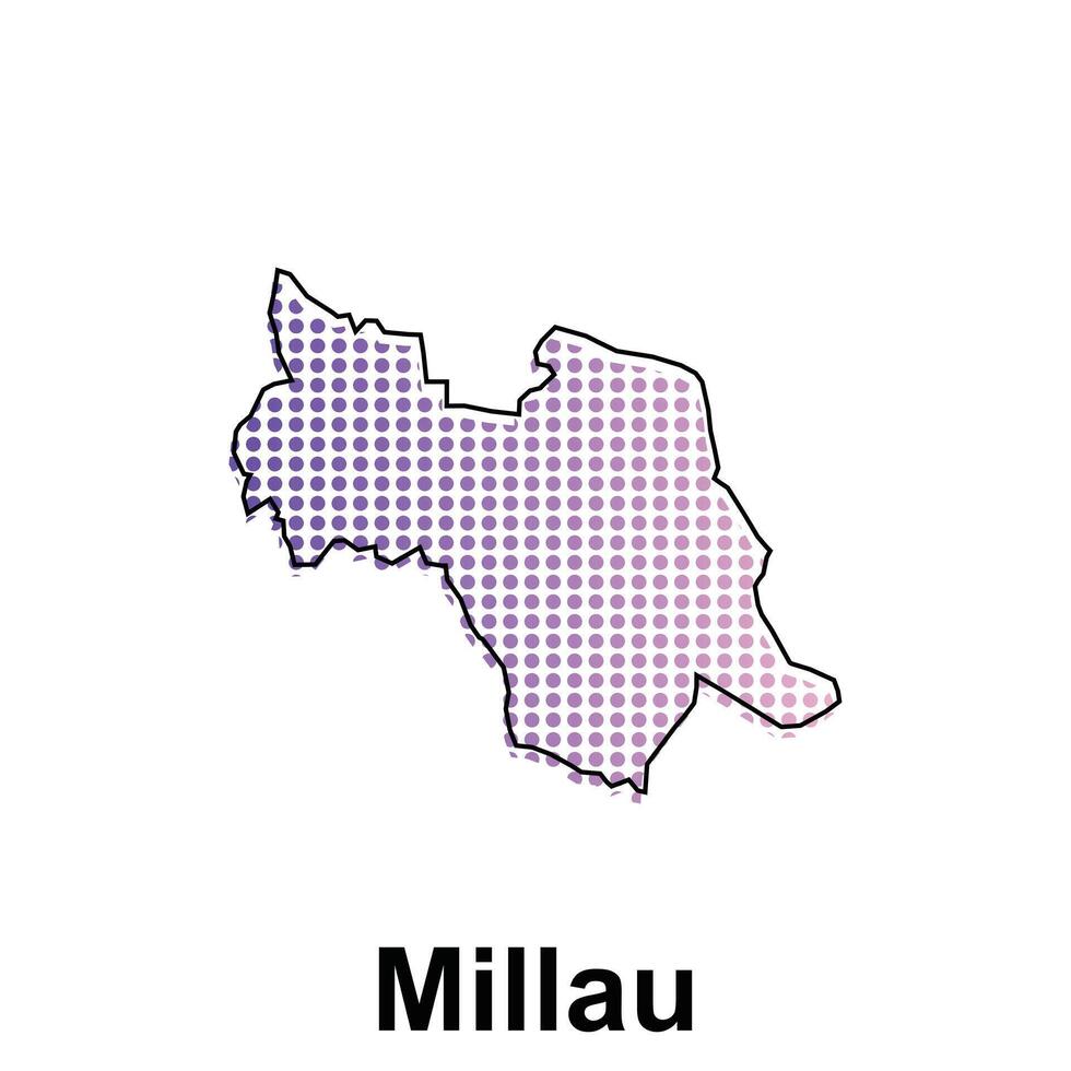 Map of Millau City with gradient color, dot technology style illustration design template, suitable for your company vector