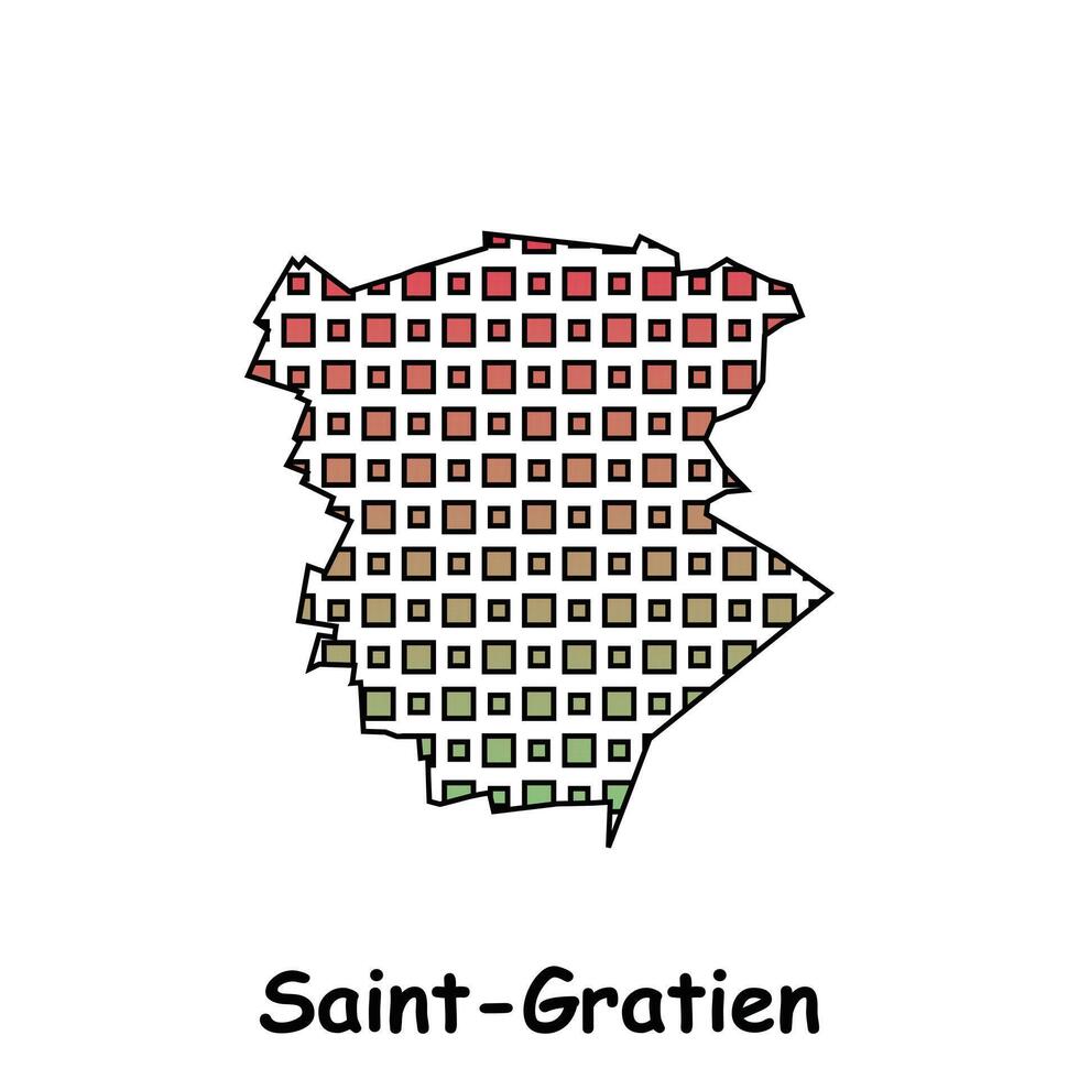 Map City of Saint Gratien, geometric logo with digital technology, illustration design template vector