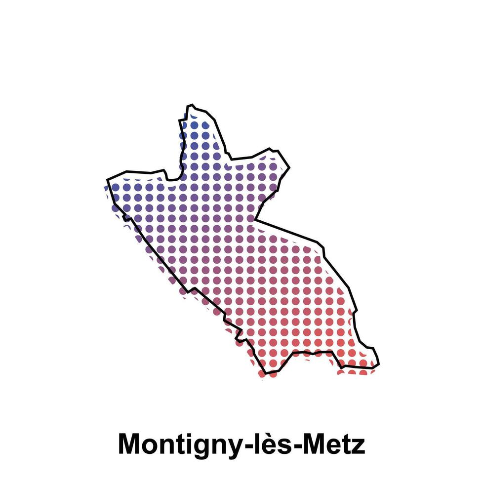 Map of Montigny les Metz City with gradient color, dot technology style illustration design template, suitable for your company vector