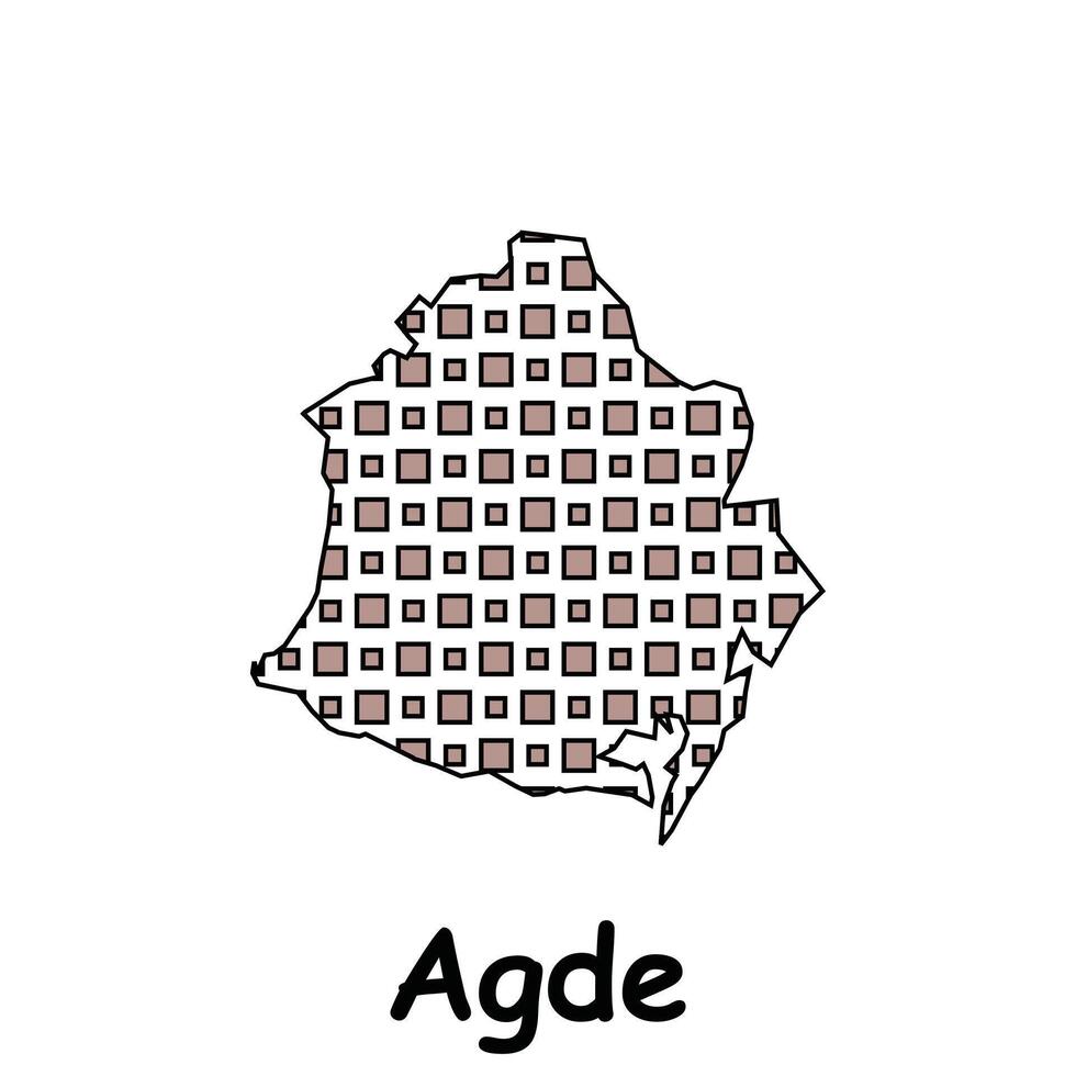 mapa ciudad de Agde, geométrico logo con digital tecnología, ilustración diseño modelo vector