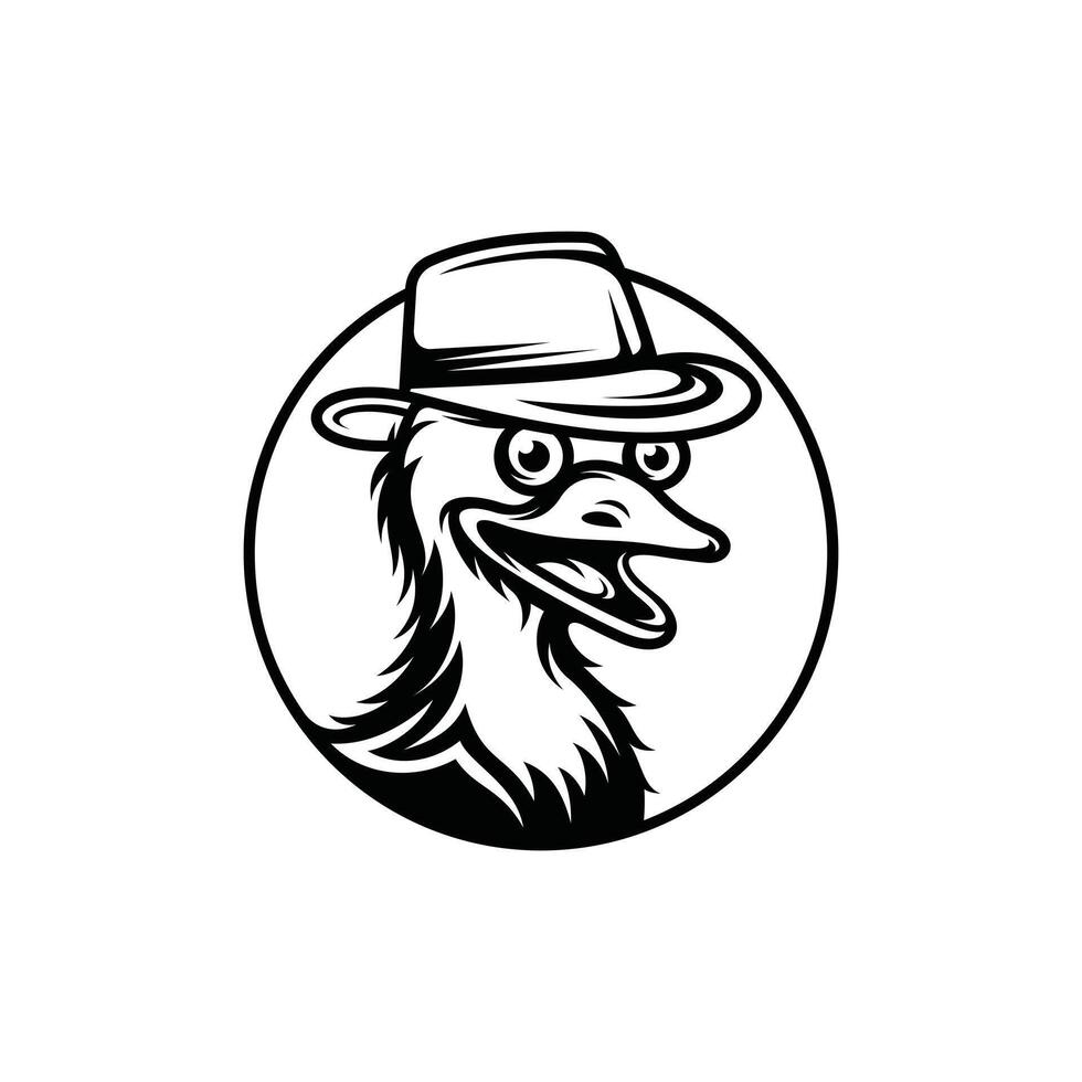 pájaro emú con sombrero ilustración creativo diseño modelo vector