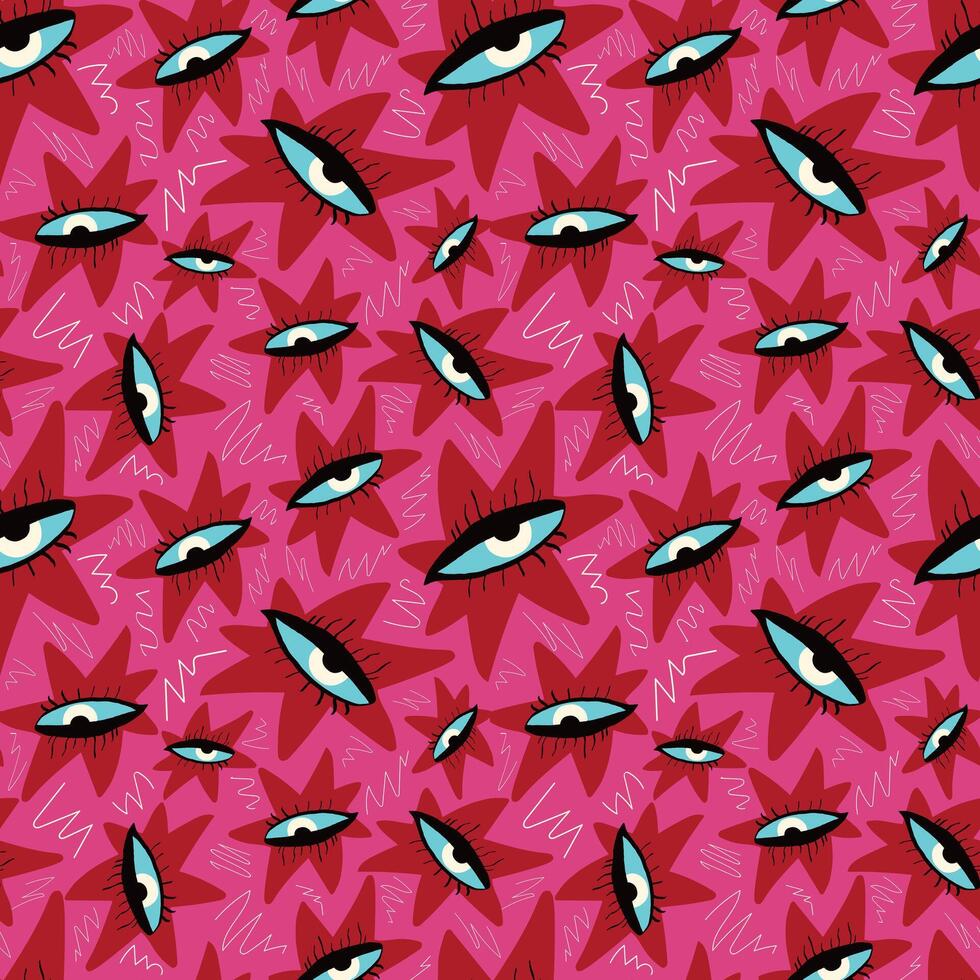 A colorful pattern of eyes vector
