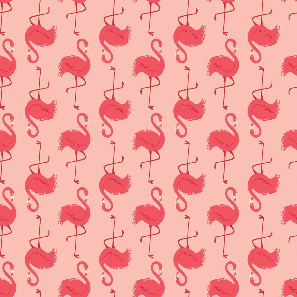 A pink and white pattern of flamingos vector